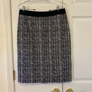 Halogen | Cotton Pencil Skirt Black White Zipper Size 12